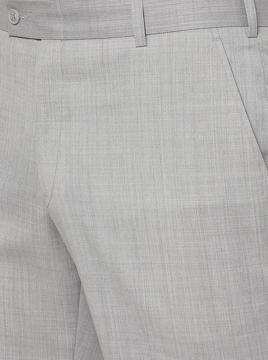Light Grey Solid Classic Fit Formal Trouser | JadeBlue