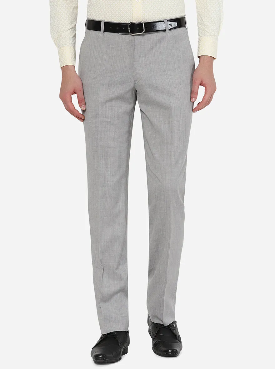 Light Grey Solid Classic Fit Formal Trouser | JadeBlue