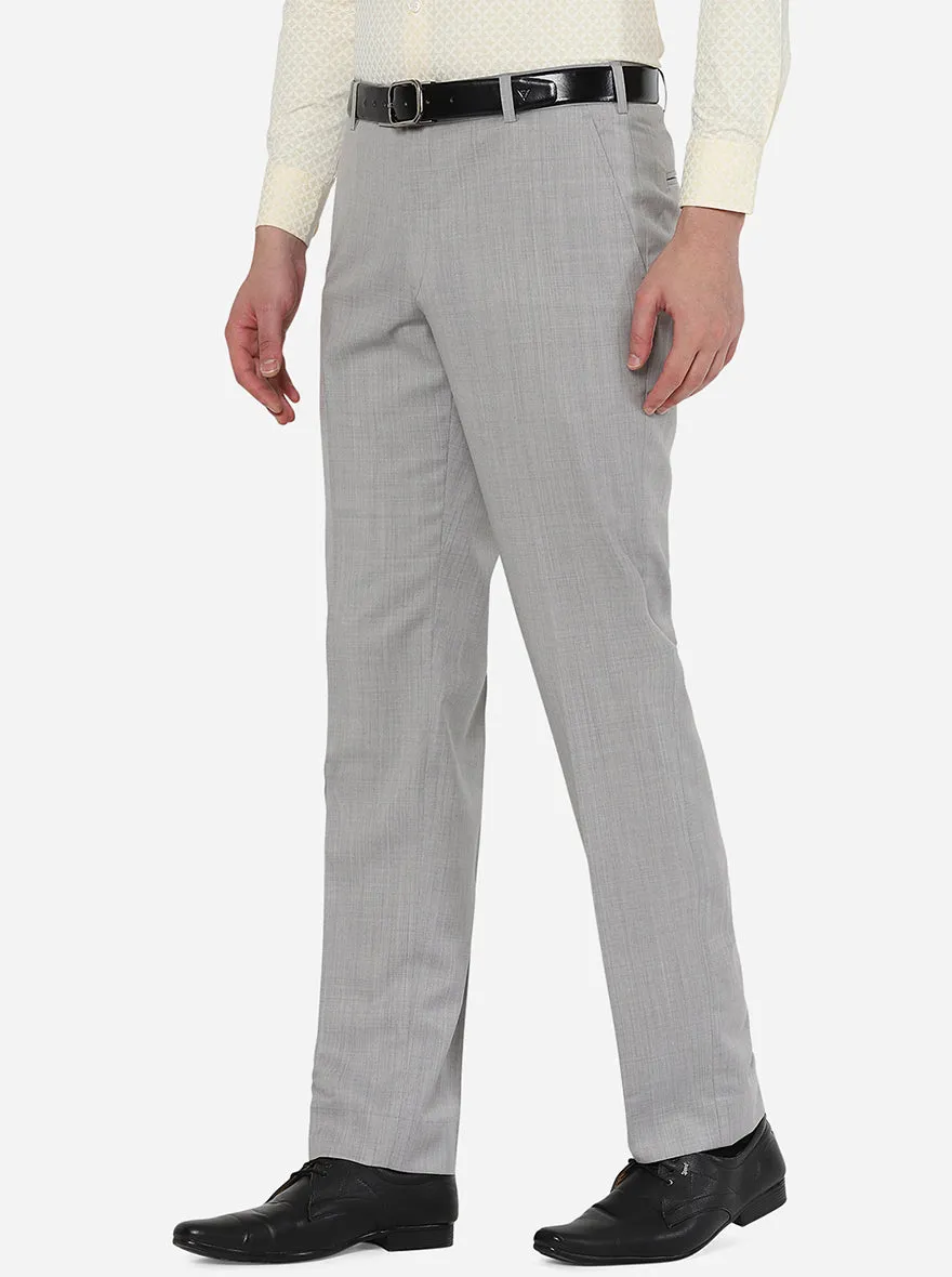 Light Grey Solid Classic Fit Formal Trouser | JadeBlue