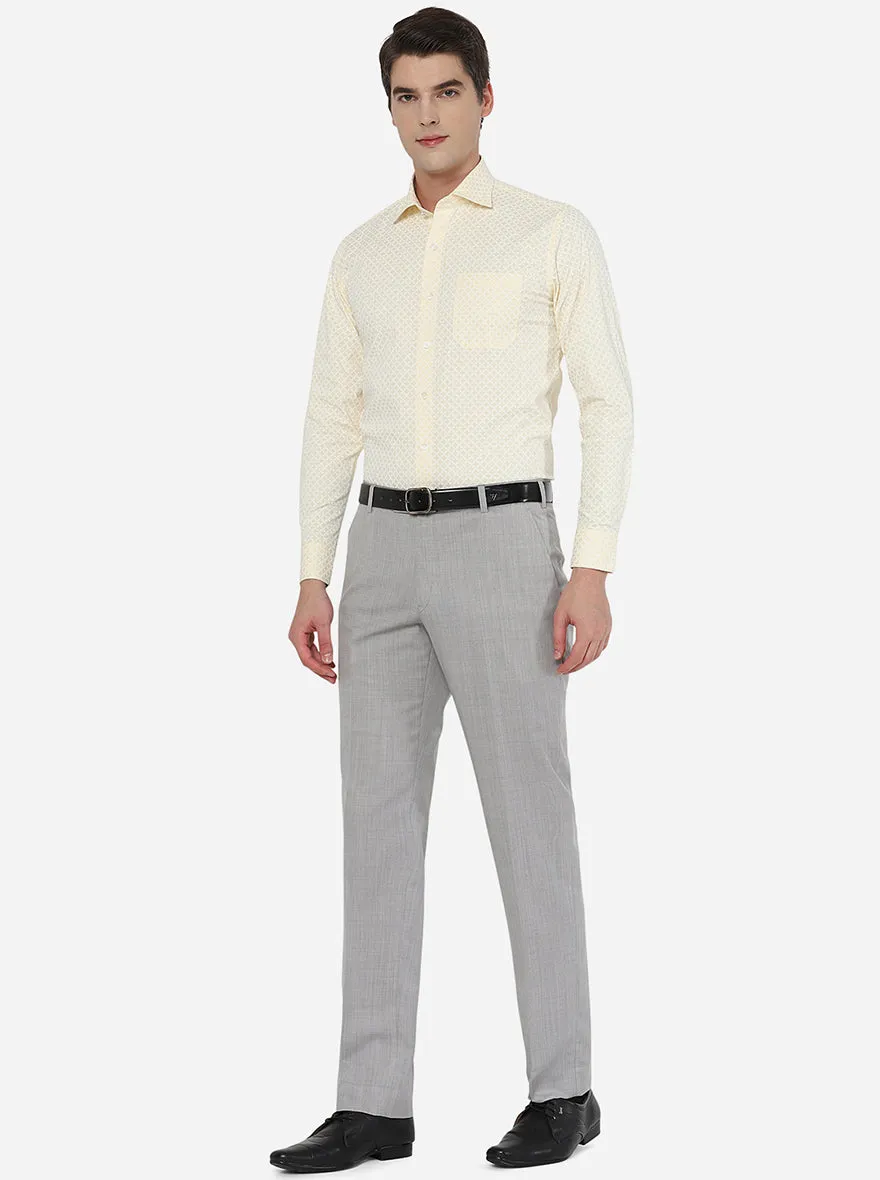 Light Grey Solid Classic Fit Formal Trouser | JadeBlue