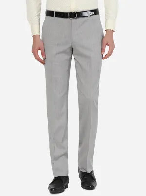 Light Grey Solid Classic Fit Formal Trouser | JadeBlue