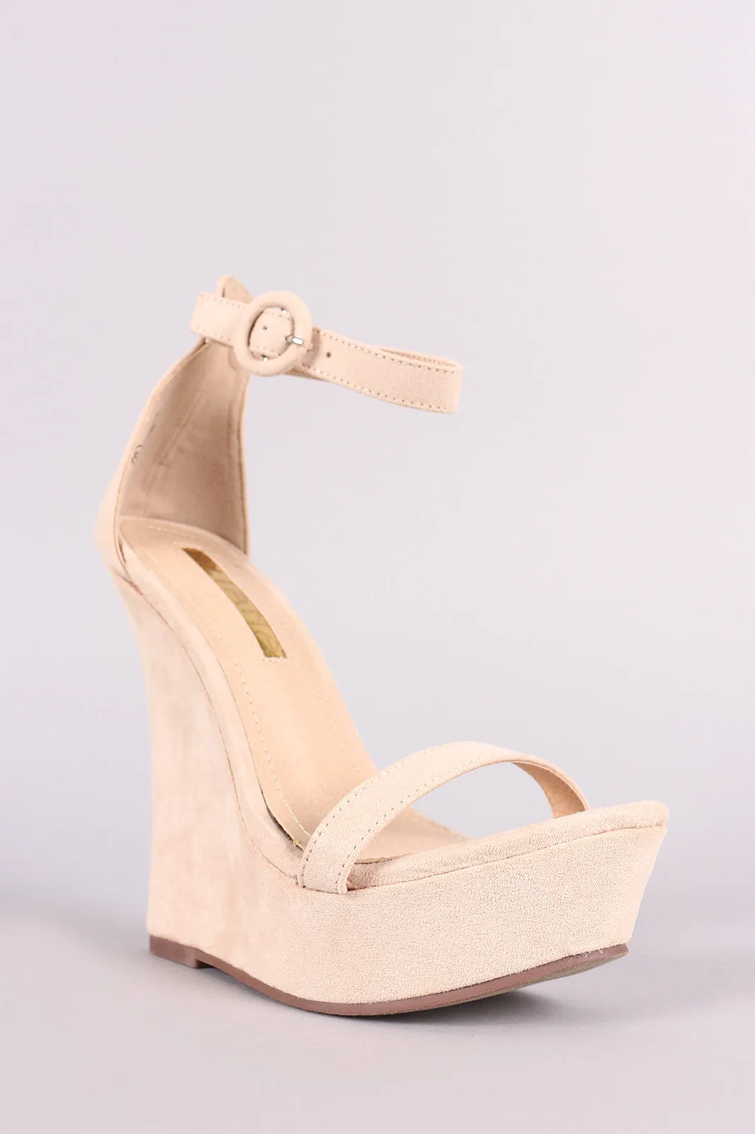 Liliana Vegan Suede Ankle Strap Platform Wedge