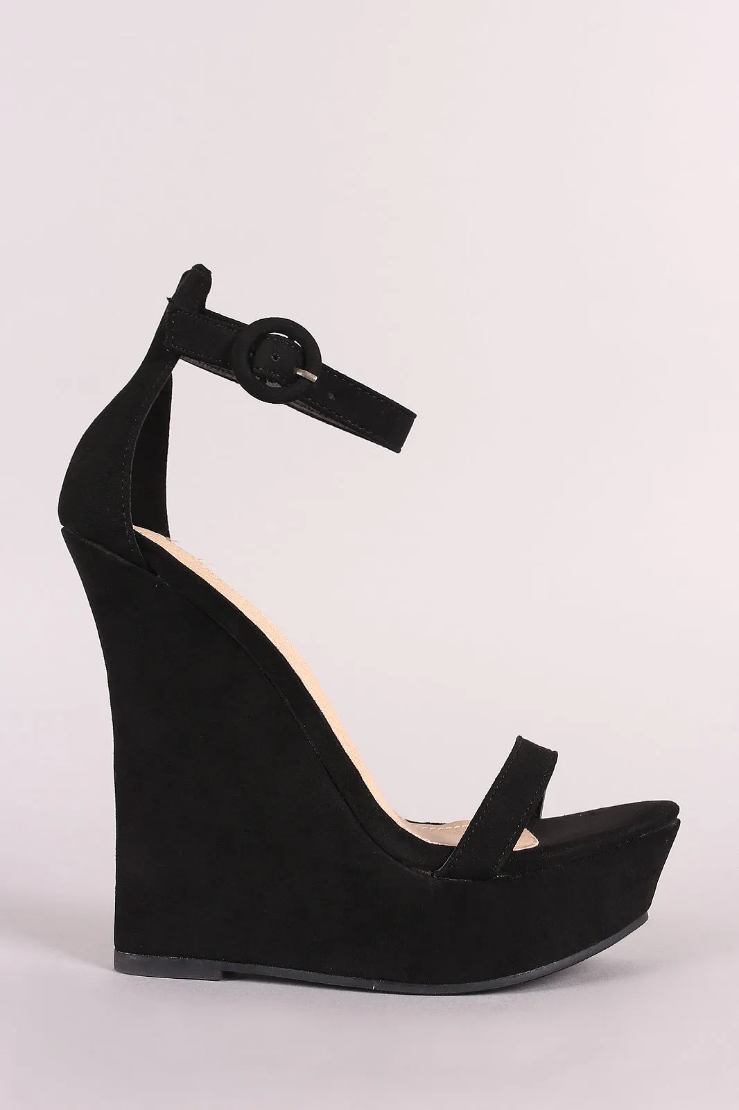 Liliana Vegan Suede Ankle Strap Platform Wedge
