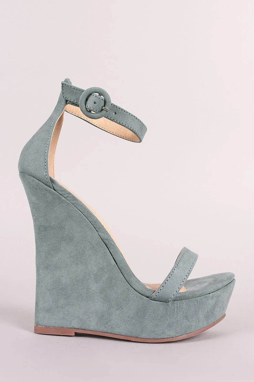Liliana Vegan Suede Ankle Strap Platform Wedge