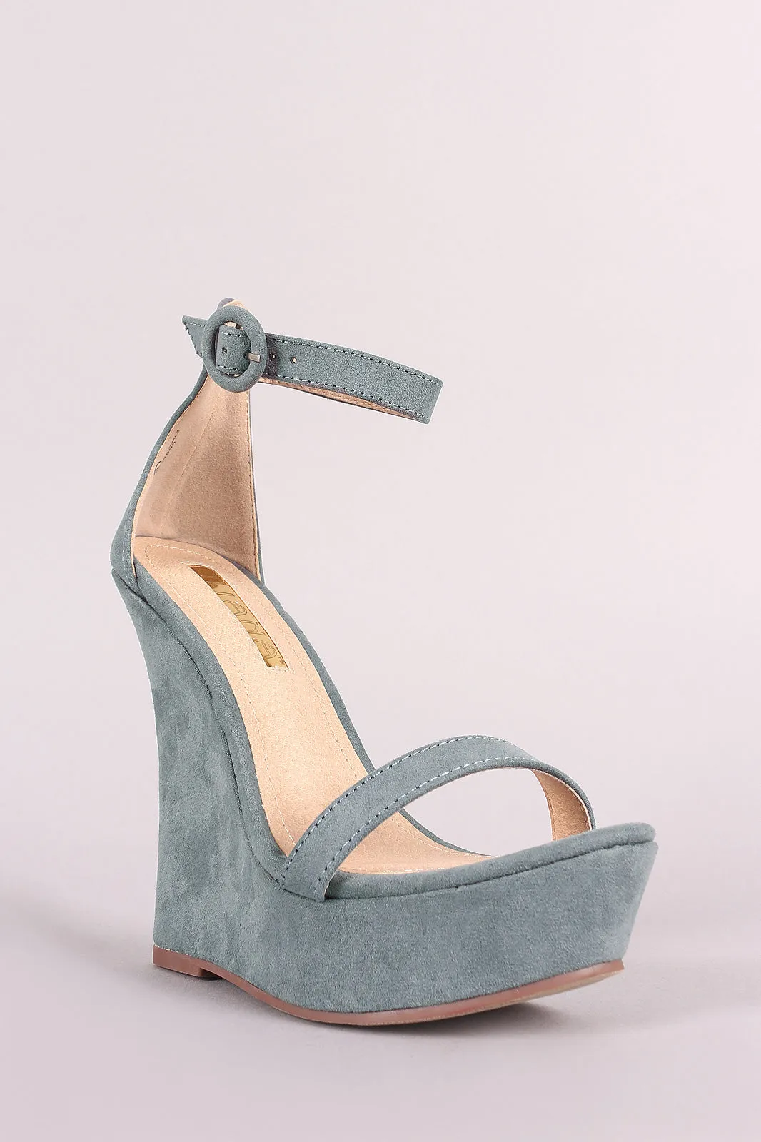 Liliana Vegan Suede Ankle Strap Platform Wedge