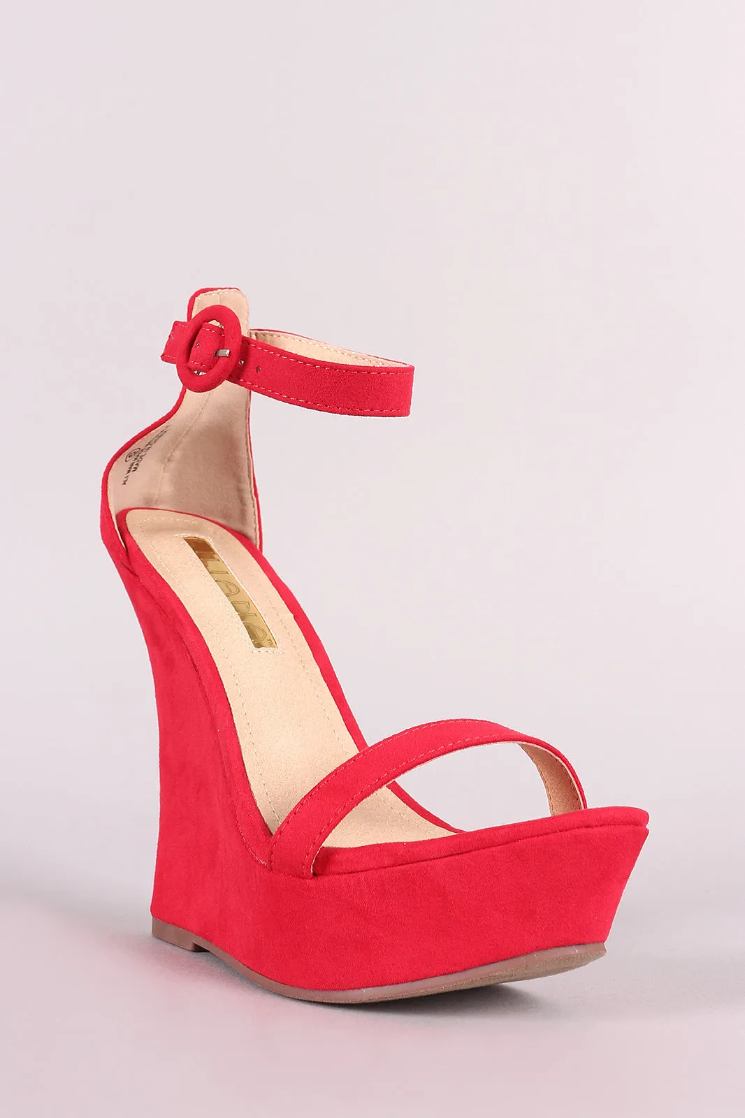 Liliana Vegan Suede Ankle Strap Platform Wedge