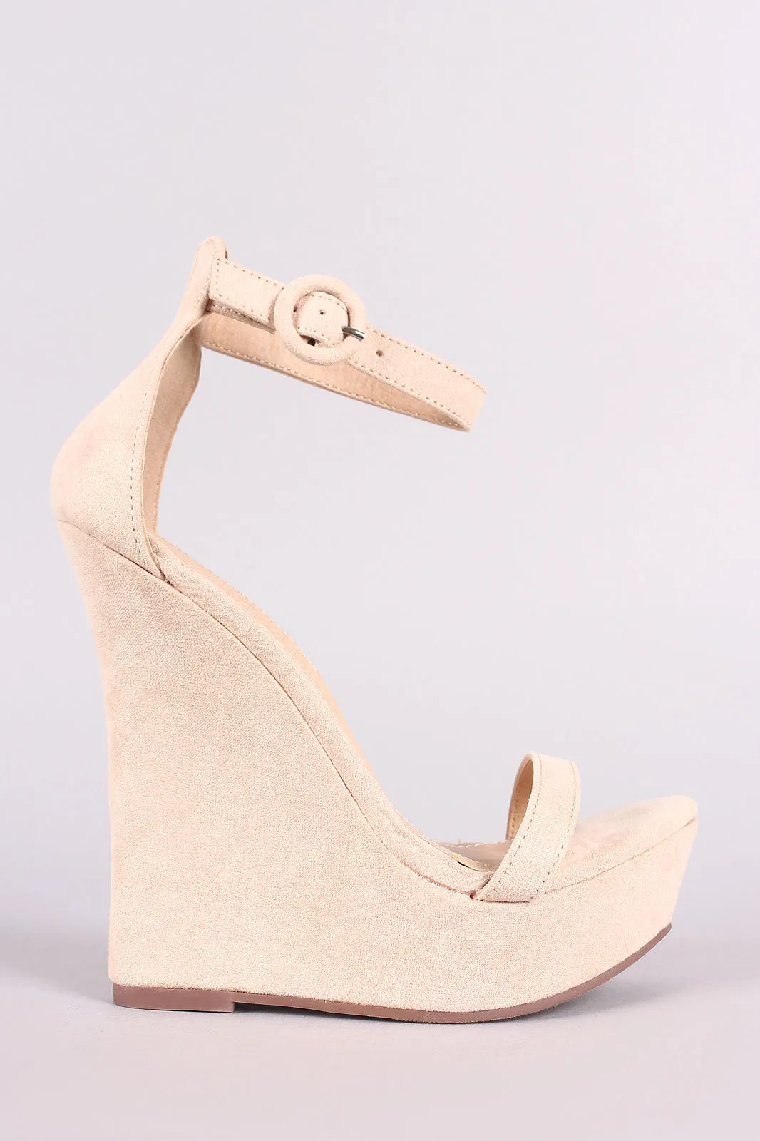 Liliana Vegan Suede Ankle Strap Platform Wedge