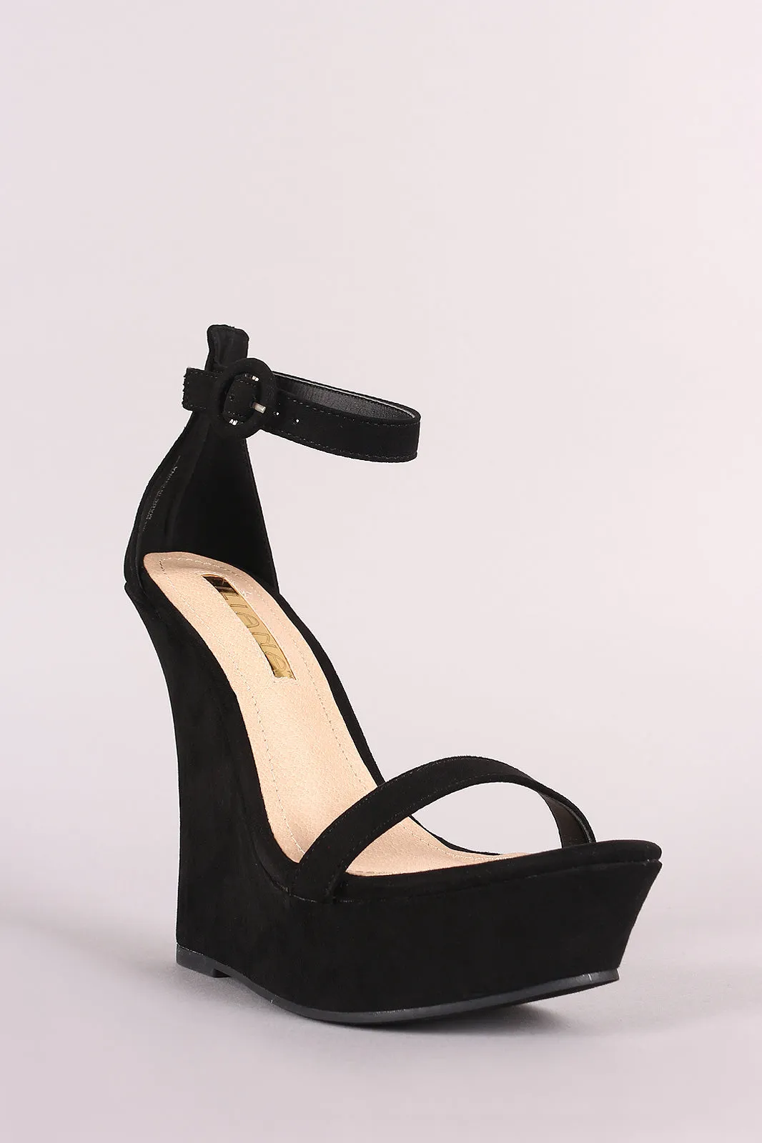 Liliana Vegan Suede Ankle Strap Platform Wedge