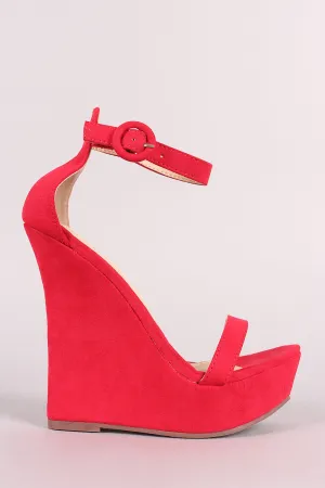 Liliana Vegan Suede Ankle Strap Platform Wedge