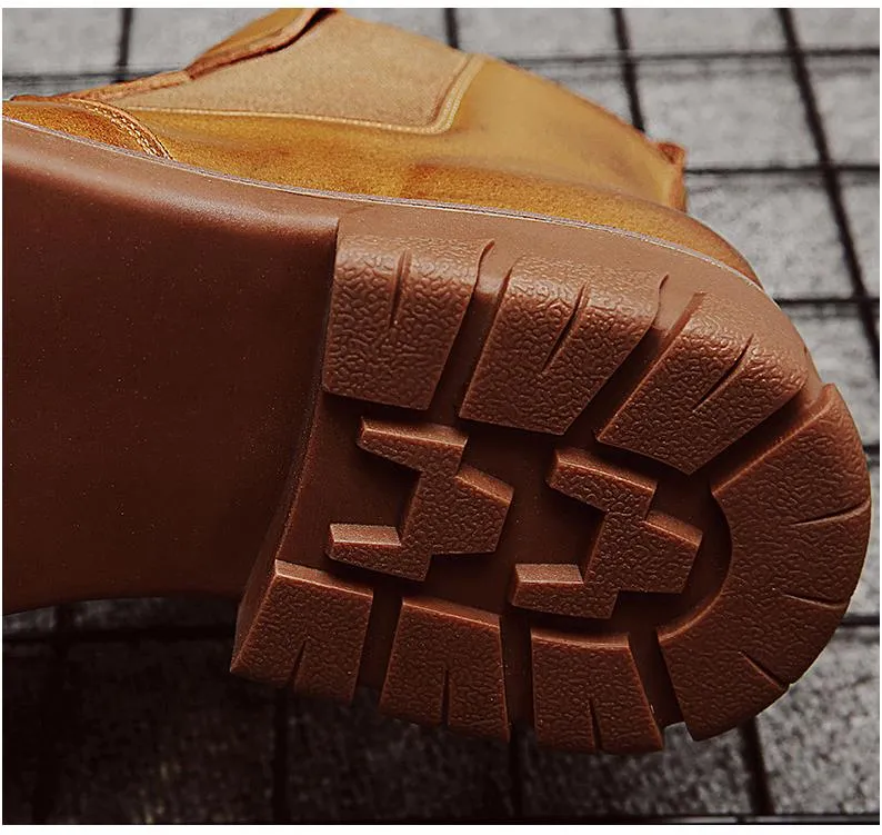 Men Genuine Leather Chelsea Boots Autumn Winter Brogues Shoes Male Platform Ankle Boots Breathable Fashion Motorcycle Boots