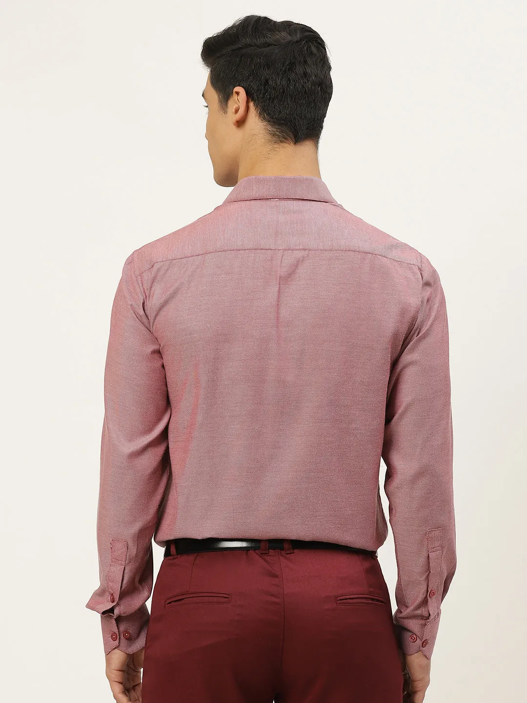 Men's Cotton Mauve Self Design Classic Formal Shirt - Sojanya
