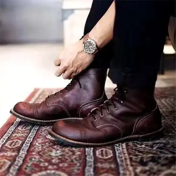 Men's Leather Lace-up Ankle Boots