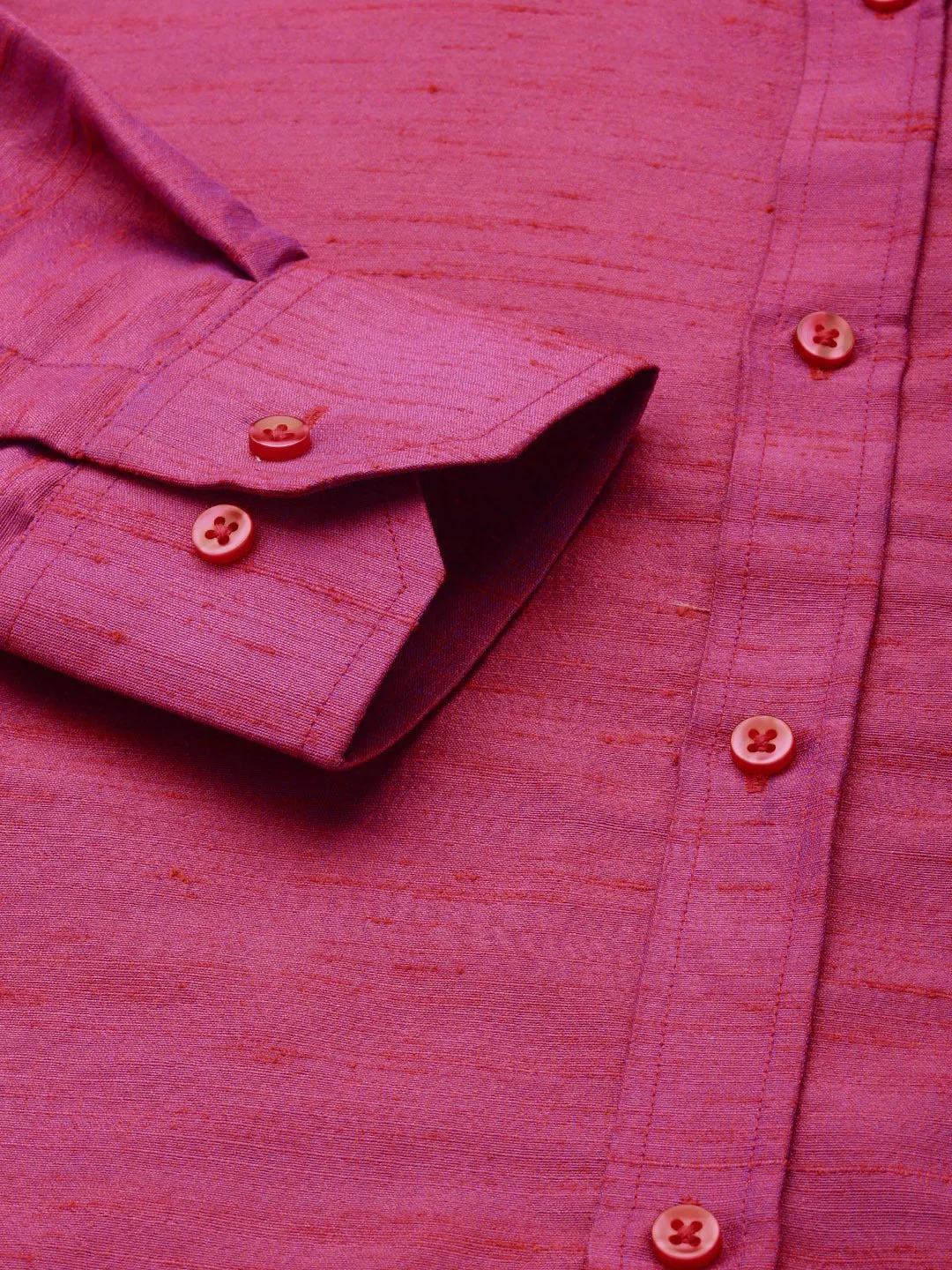 Men's Purple Raw Silk Ethnic Shirt - Vastramay