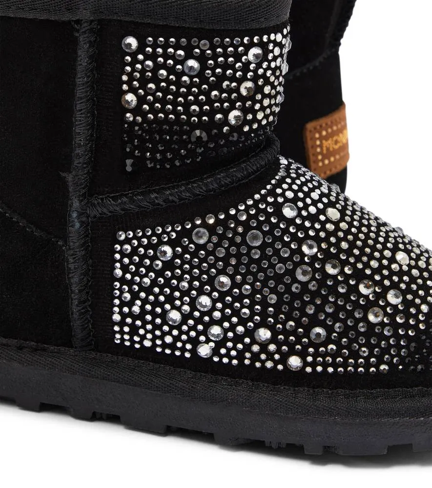 Monnalisa suede boots with crystals, black