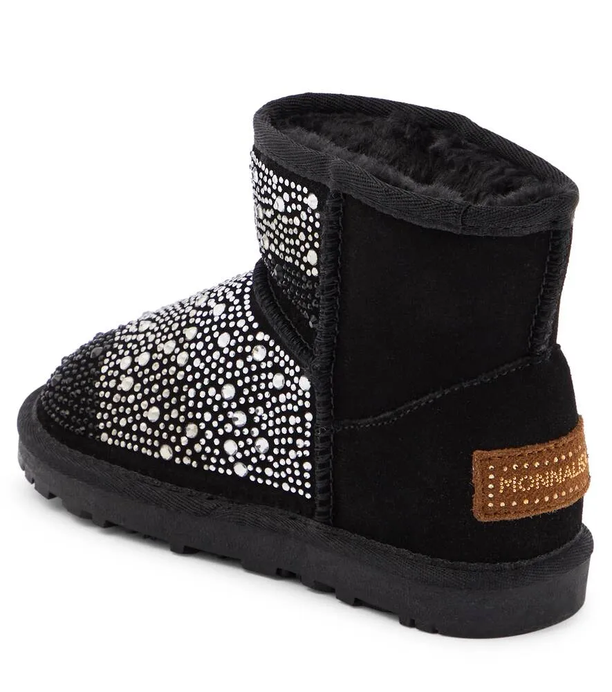 Monnalisa suede boots with crystals, black