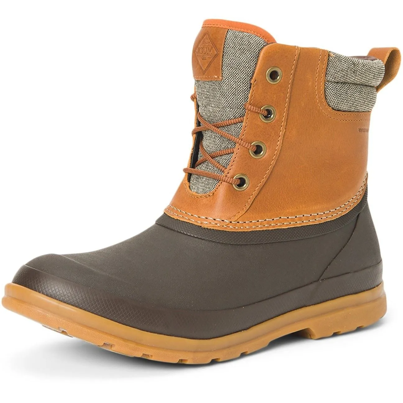 Muck Boots Originals Duck Lace Brown Rubber Leather Mens Wellingtons