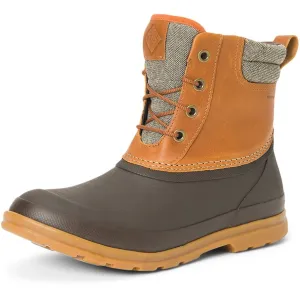 Muck Boots Originals Duck Lace Brown Rubber Leather Mens Wellingtons
