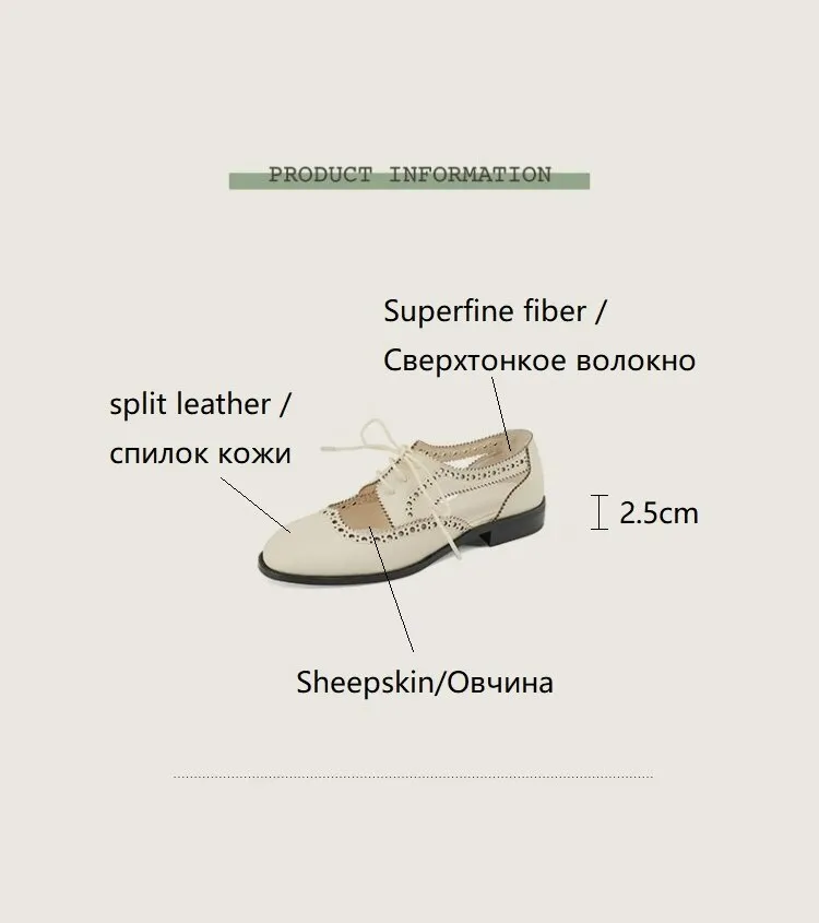 New Summer Women Shoes Split Leather Round Toe Low Heel Cover Heel Brogues Casual Women Sandals Spring/Autumn Shoes for Ladies