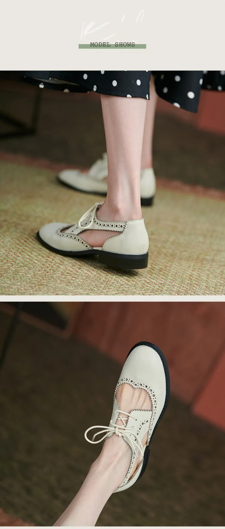 New Summer Women Shoes Split Leather Round Toe Low Heel Cover Heel Brogues Casual Women Sandals Spring/Autumn Shoes for Ladies