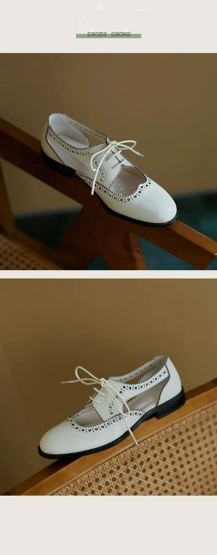New Summer Women Shoes Split Leather Round Toe Low Heel Cover Heel Brogues Casual Women Sandals Spring/Autumn Shoes for Ladies