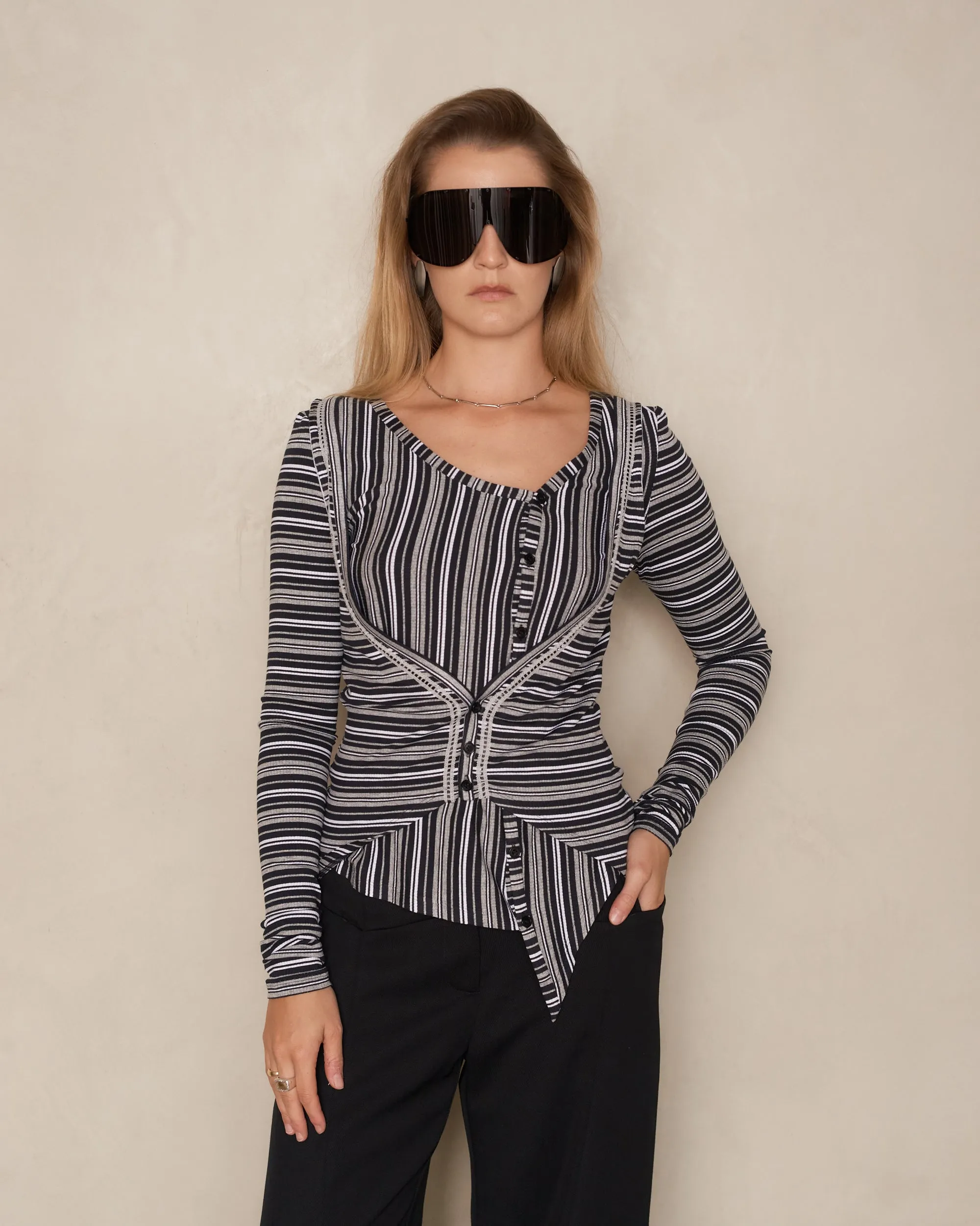 Night Stripe Double Jersey Cardigan