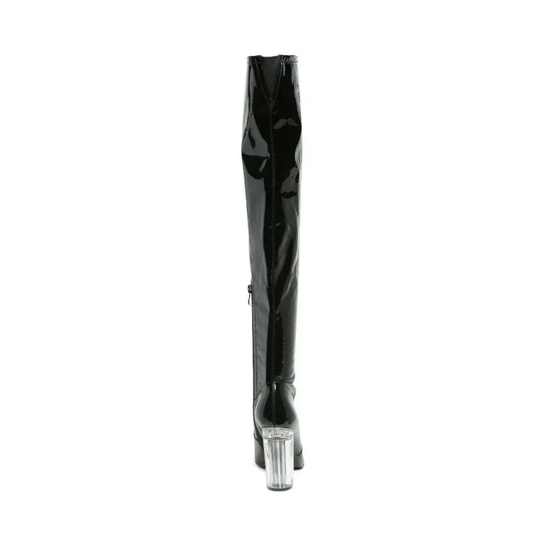 Noire Patent PU Thigh High Long Boots