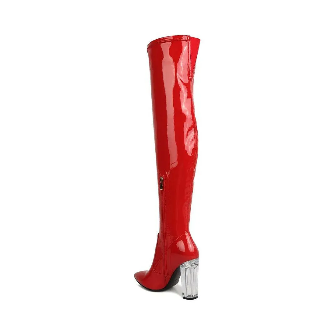 Noire Patent PU Thigh High Long Boots