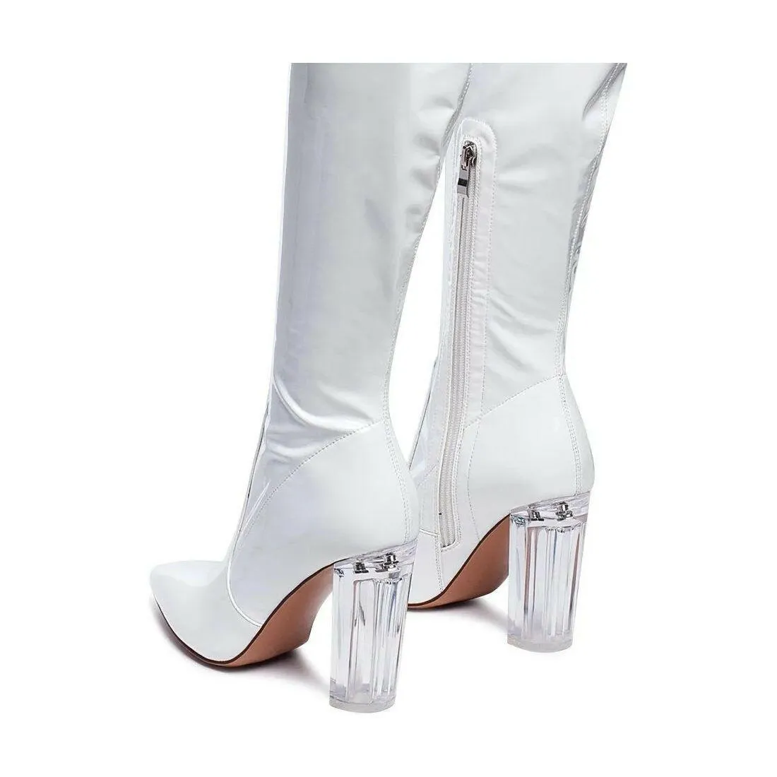 Noire Patent PU Thigh High Long Boots