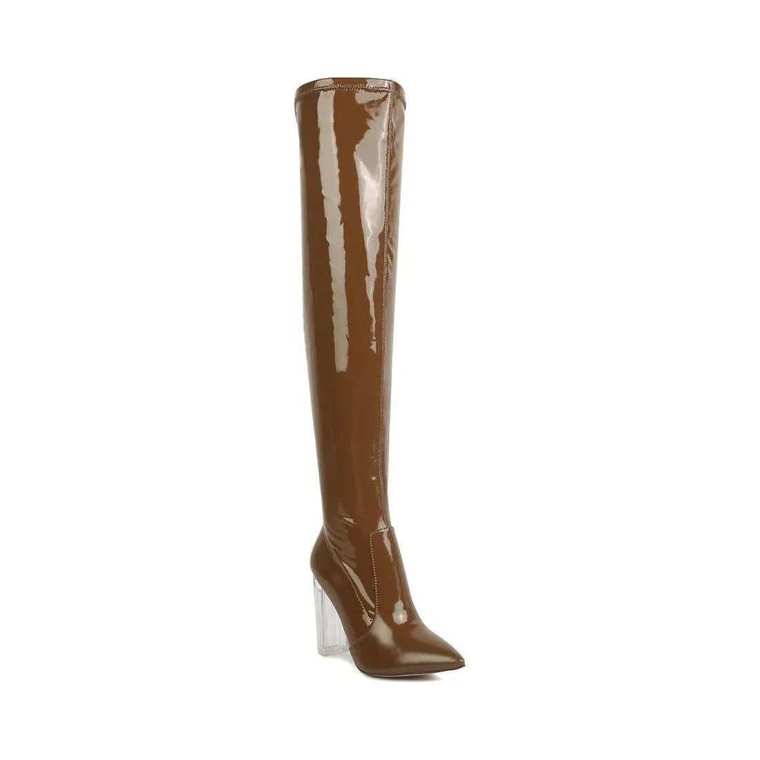 Noire Patent PU Thigh High Long Boots