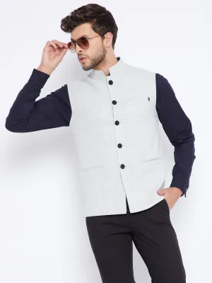 Off White Checked Waistcoat