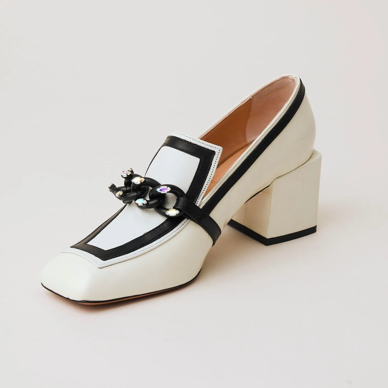 Oxitaly White and Black Heeled Brogues