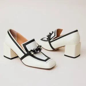Oxitaly White and Black Heeled Brogues