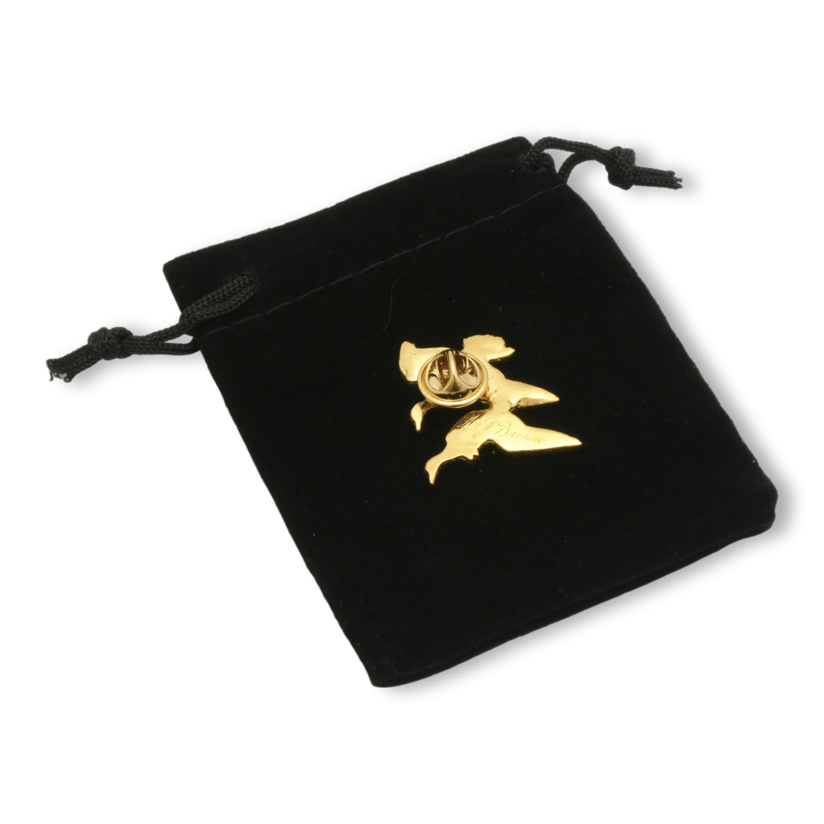 Pair of Ducks Gold Plated Lapel Pin Badge