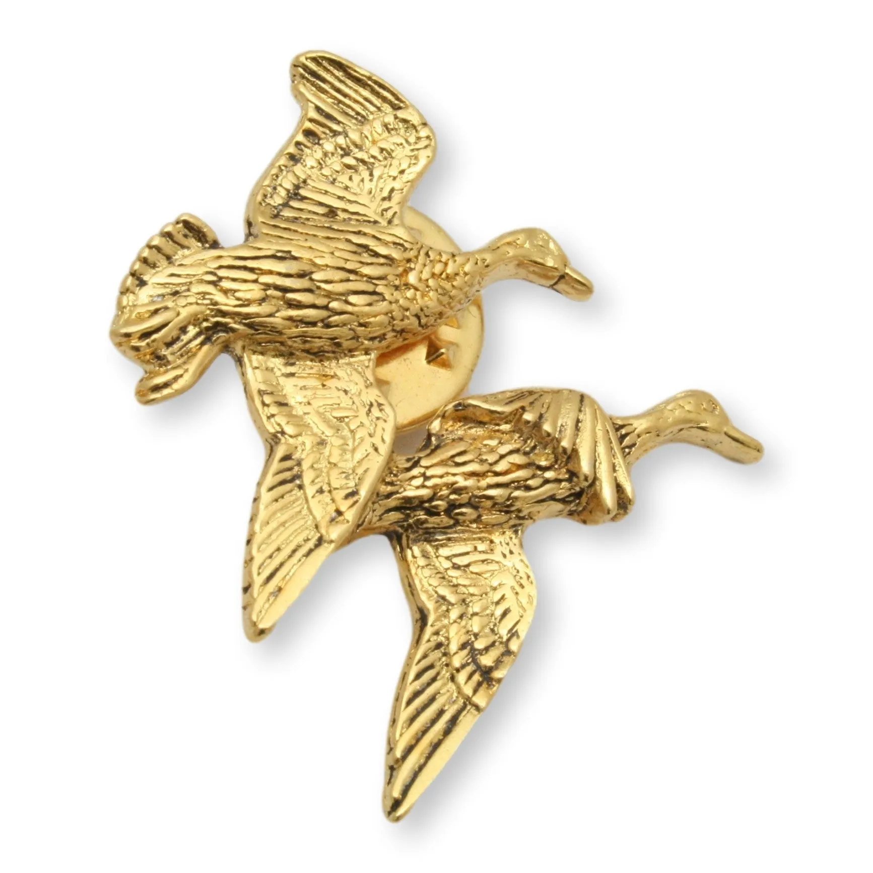 Pair of Ducks Gold Plated Lapel Pin Badge