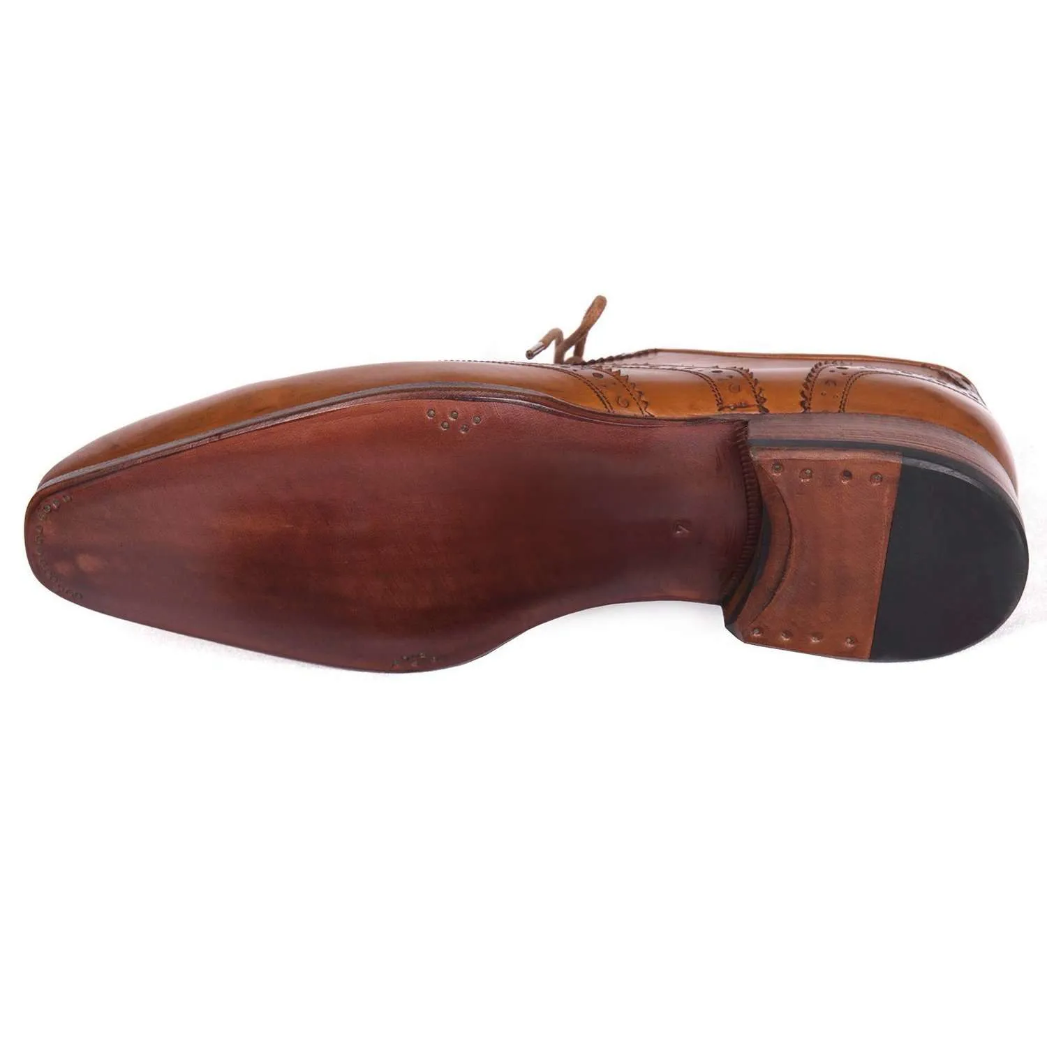Paul Parkman Handmade Designer Shoes Wingtip Cognac Oxfords (PM5604)