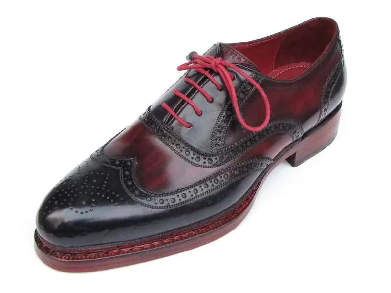 Paul Parkman Men's Wingtip Brogues (Navy & Red)