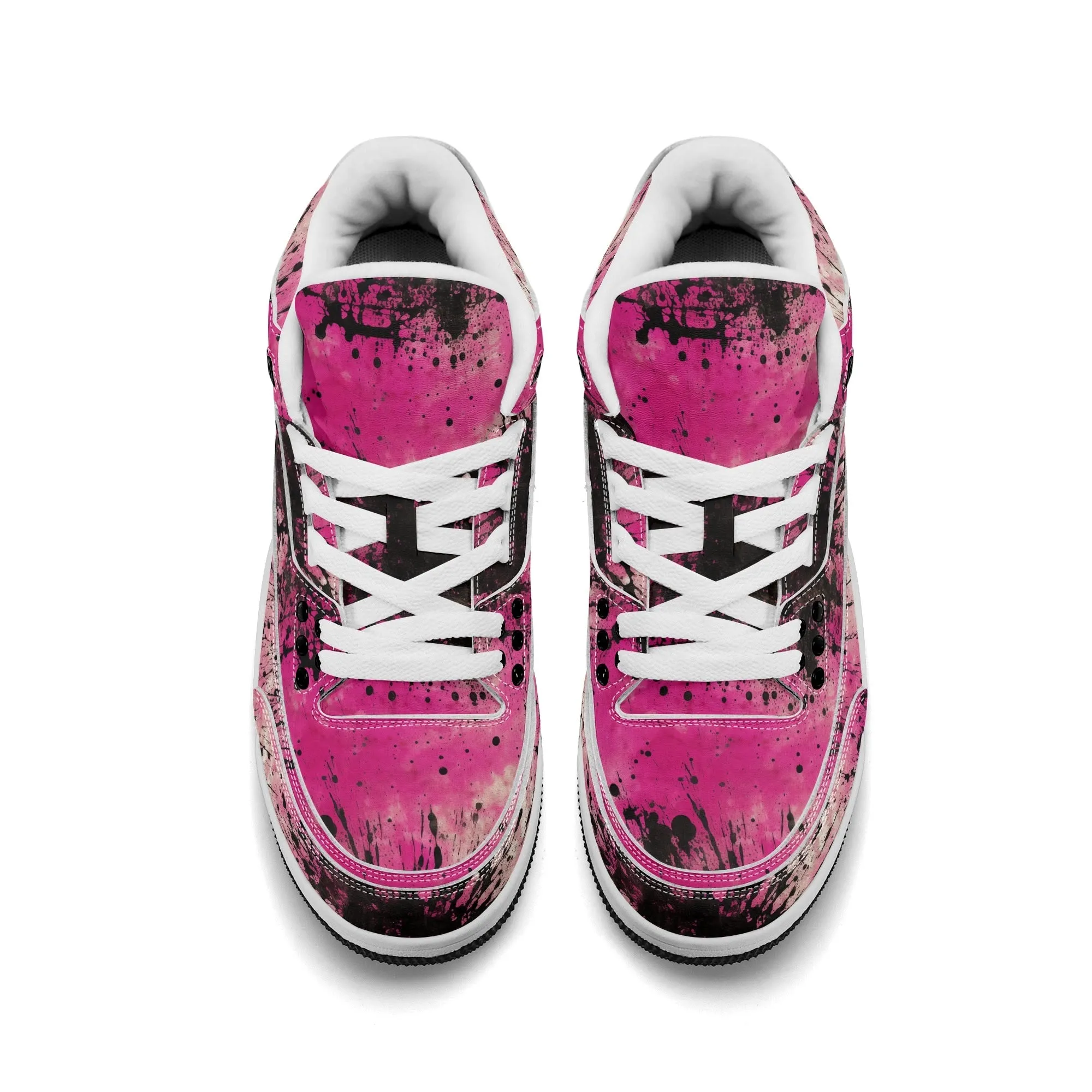 Pink Burst Womens High Top Retro Leather Basketball Sneakers