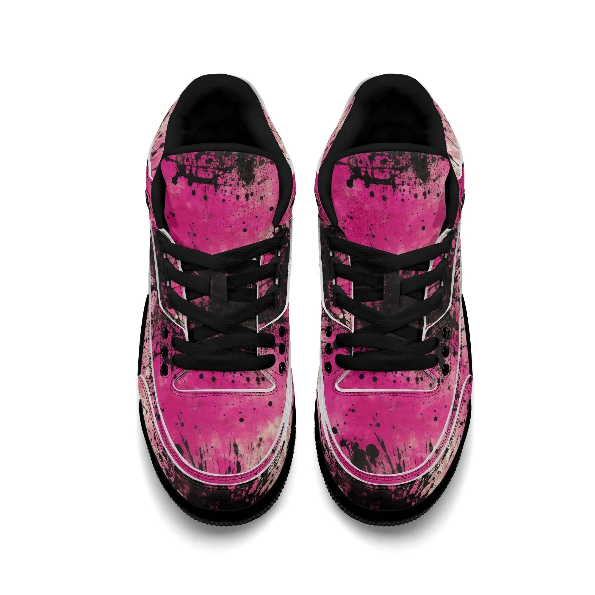 Pink Burst Womens High Top Retro Leather Basketball Sneakers