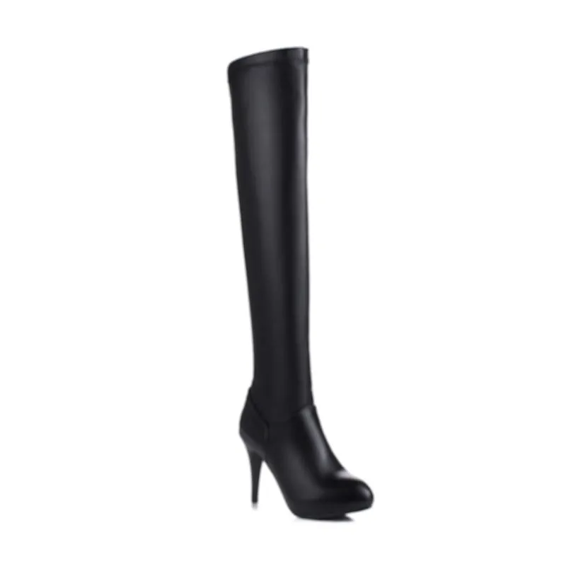 Pointed Ultra-High Heel Side Zipper Knee High Boots