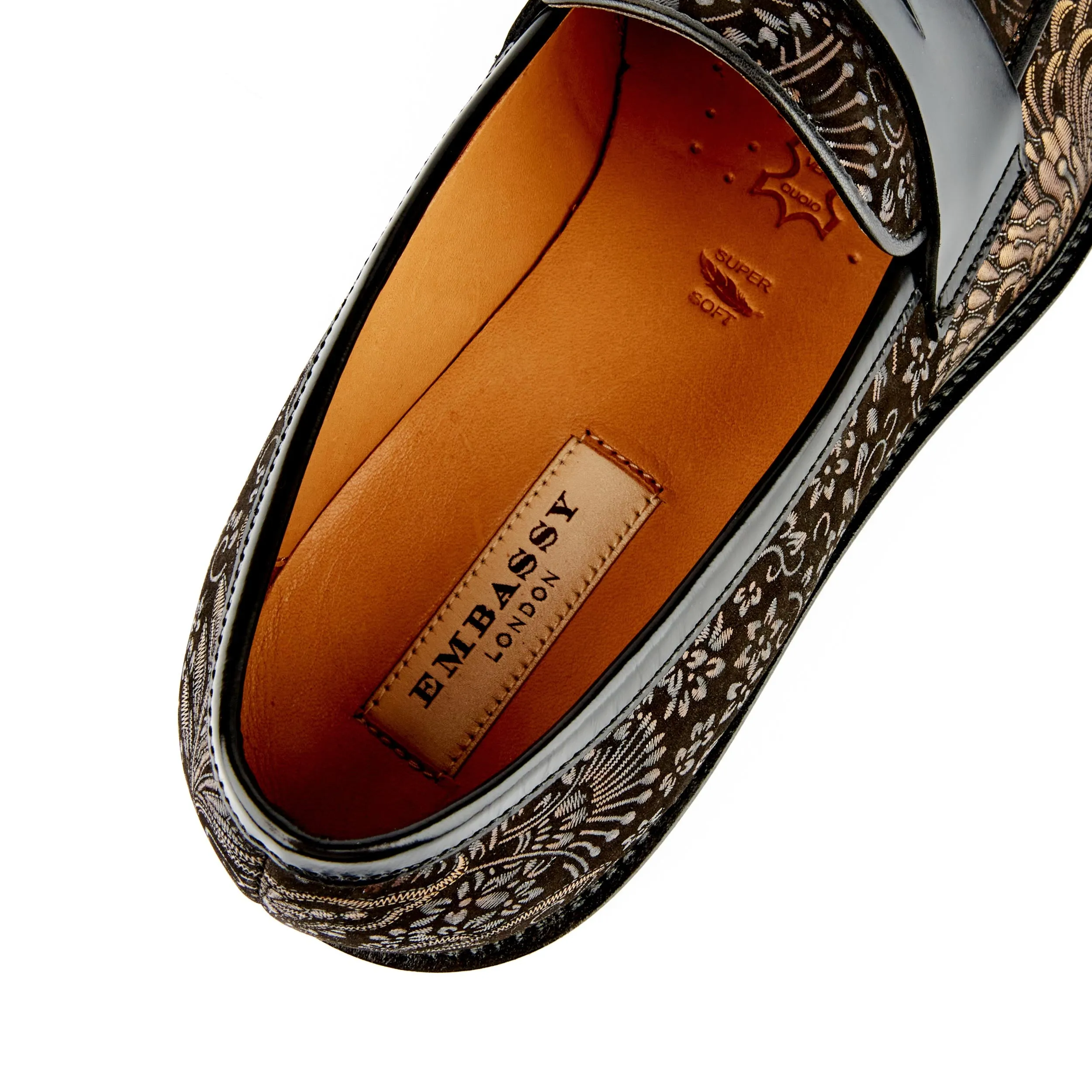 Presley - Black & Gold - Men's quality leather penny loafer in gold and black