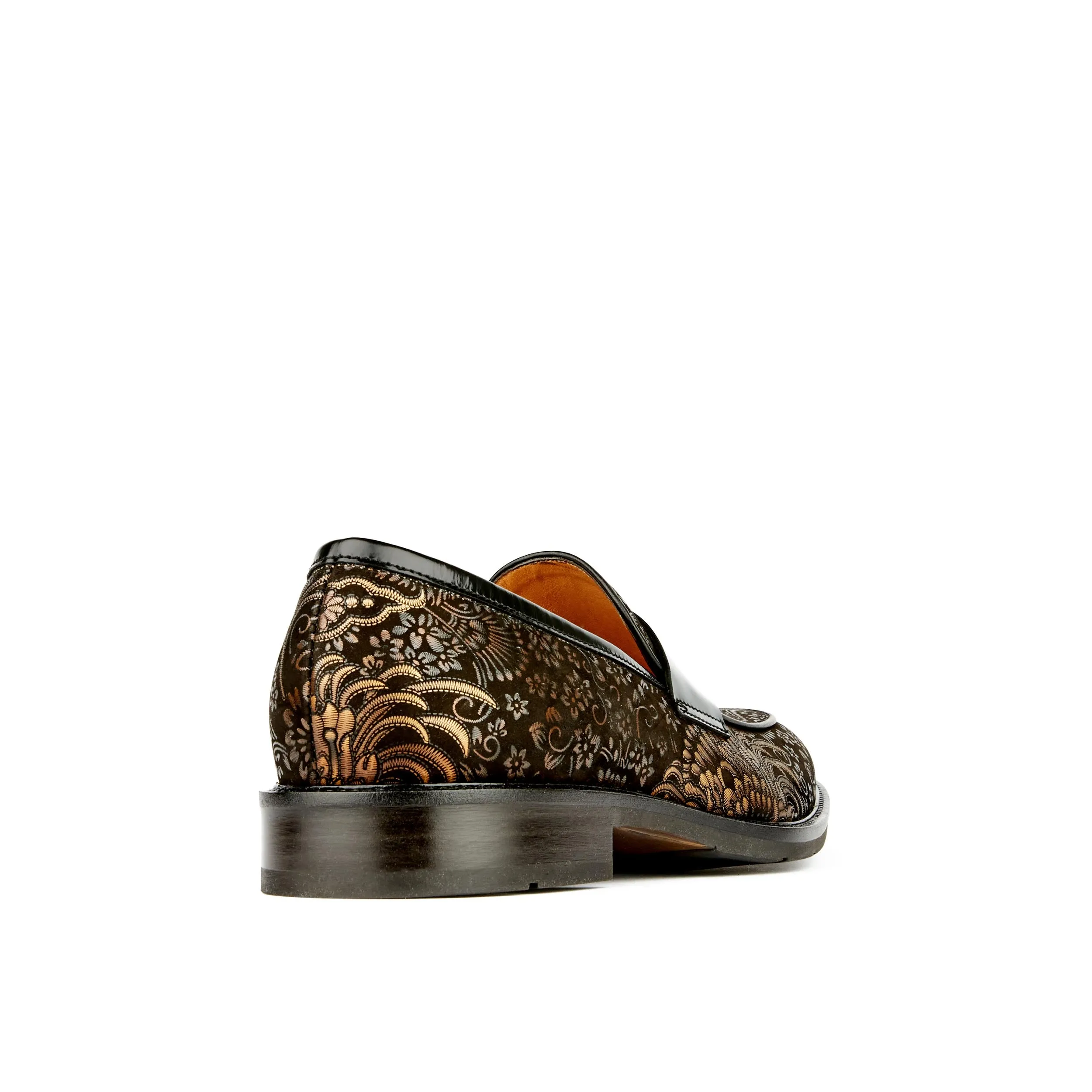 Presley - Black & Gold - Men's quality leather penny loafer in gold and black