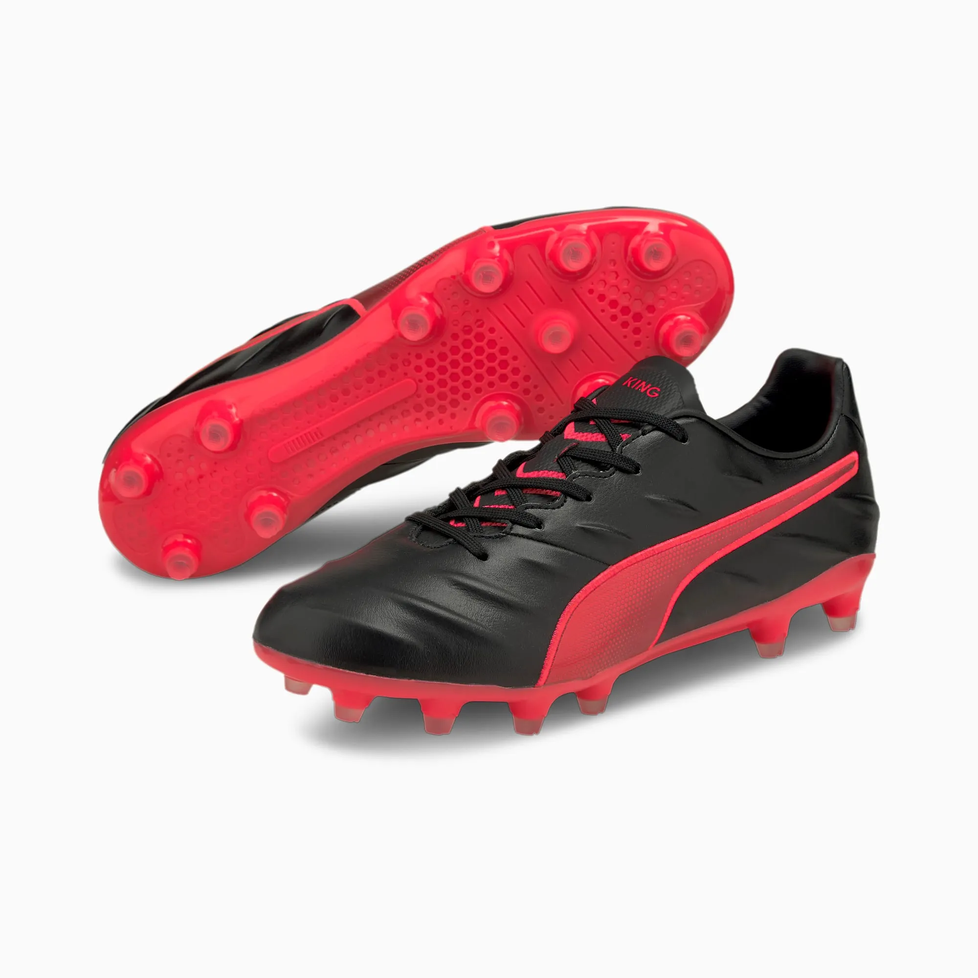 Puma King Pro21 Firm Ground Soccer Cleat - Black/Sunblaze