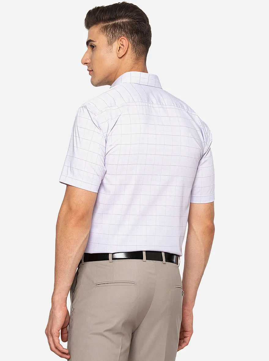 Purle & White Checked Regular Fit Formal Shirt | JadeBlue