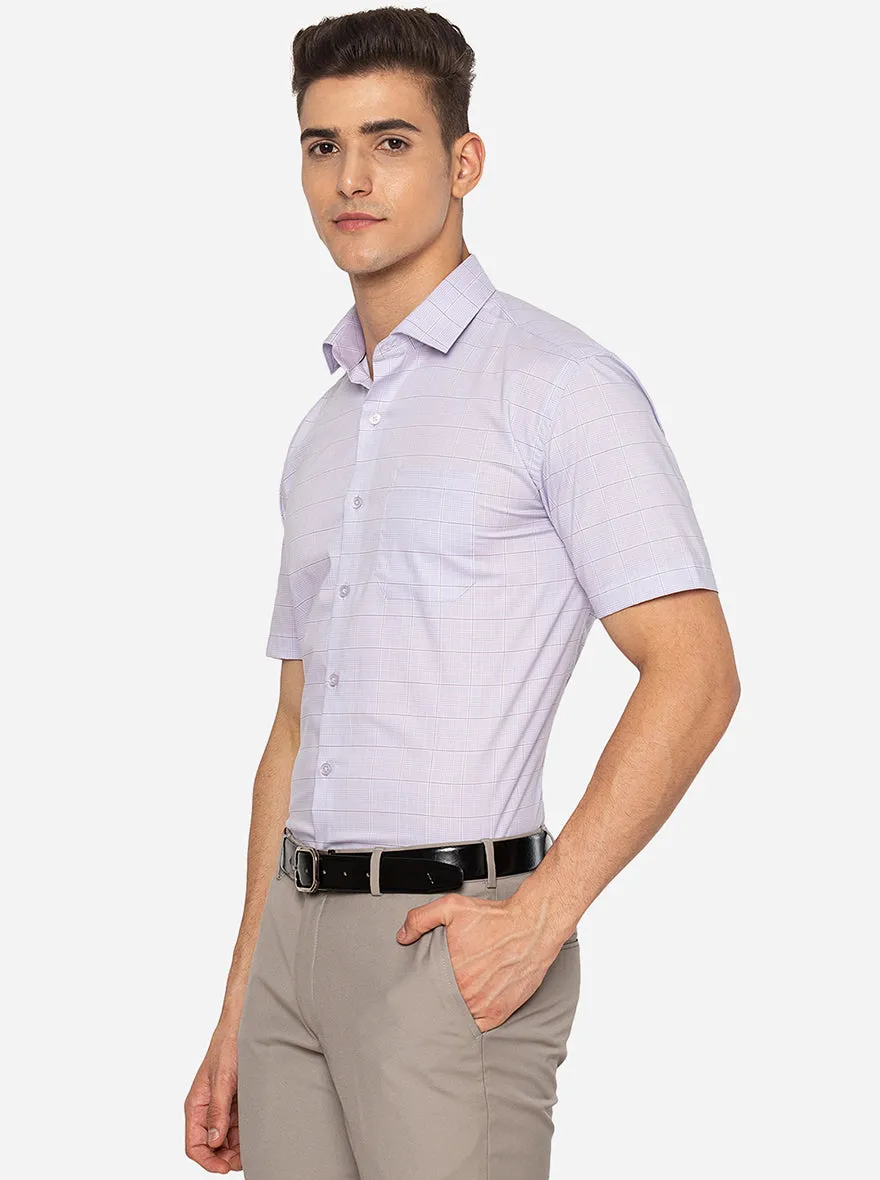 Purle & White Checked Regular Fit Formal Shirt | JadeBlue