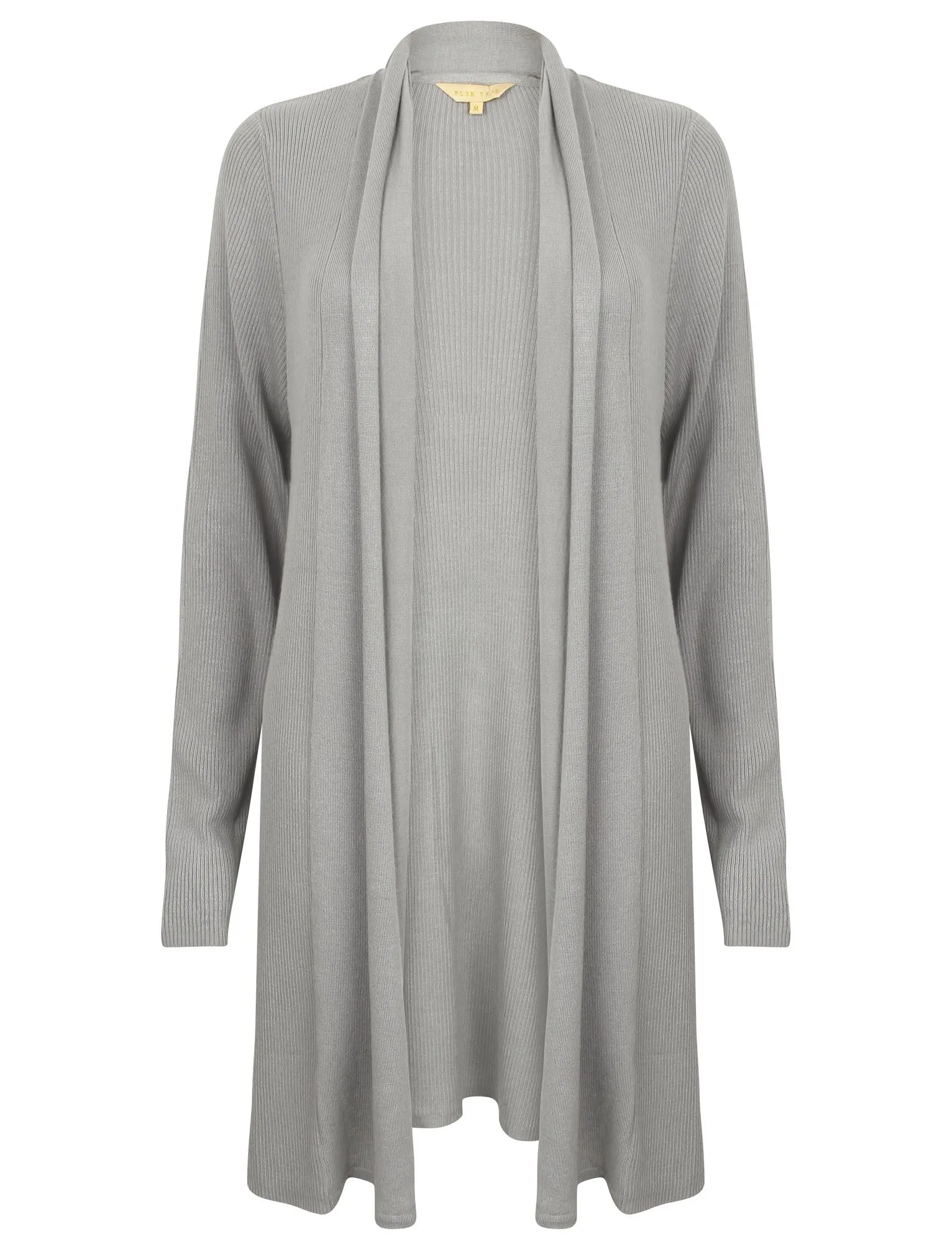 Quayside Ribbed Cardigan in Light Grey Marl - Plum Tree
