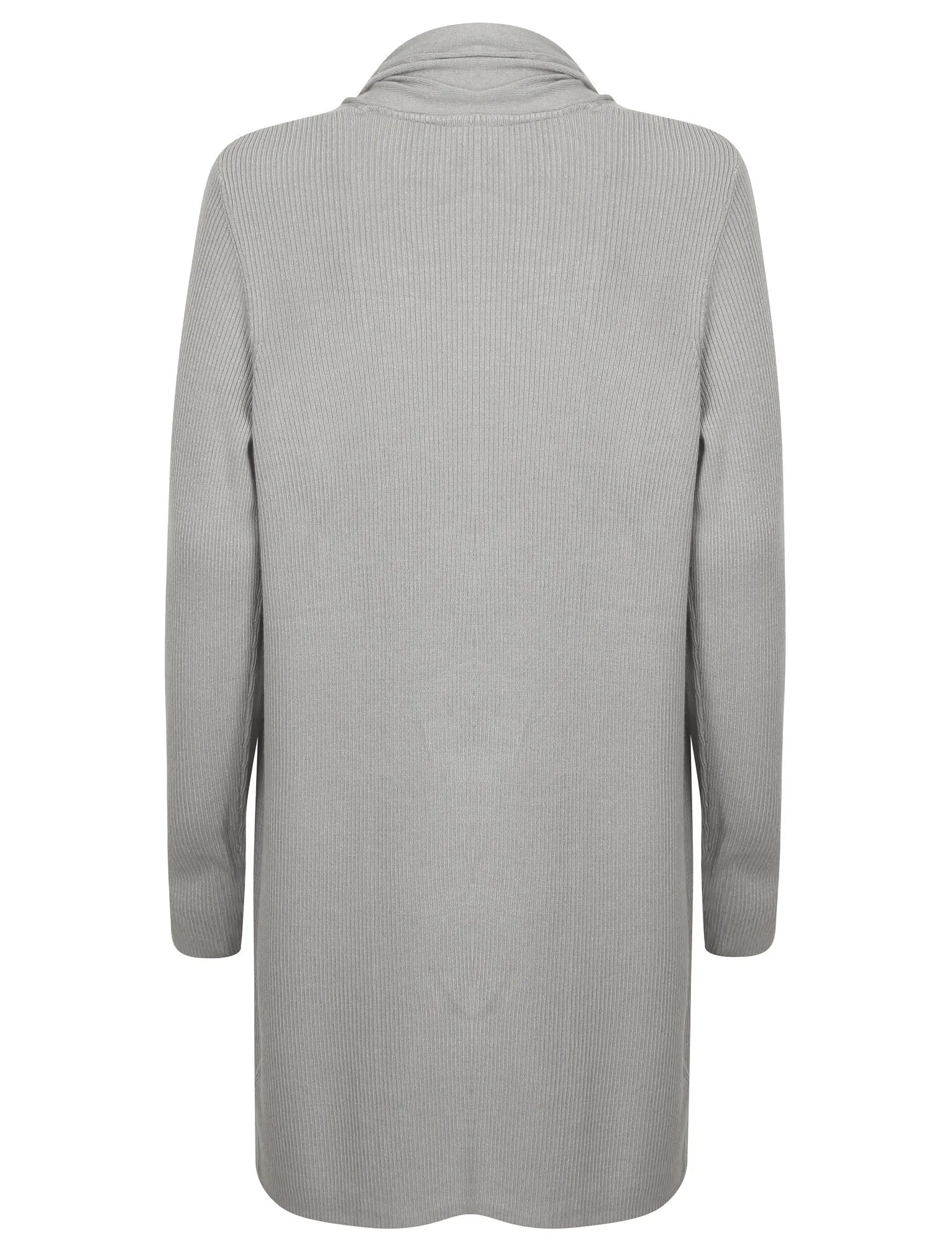 Quayside Ribbed Cardigan in Light Grey Marl - Plum Tree