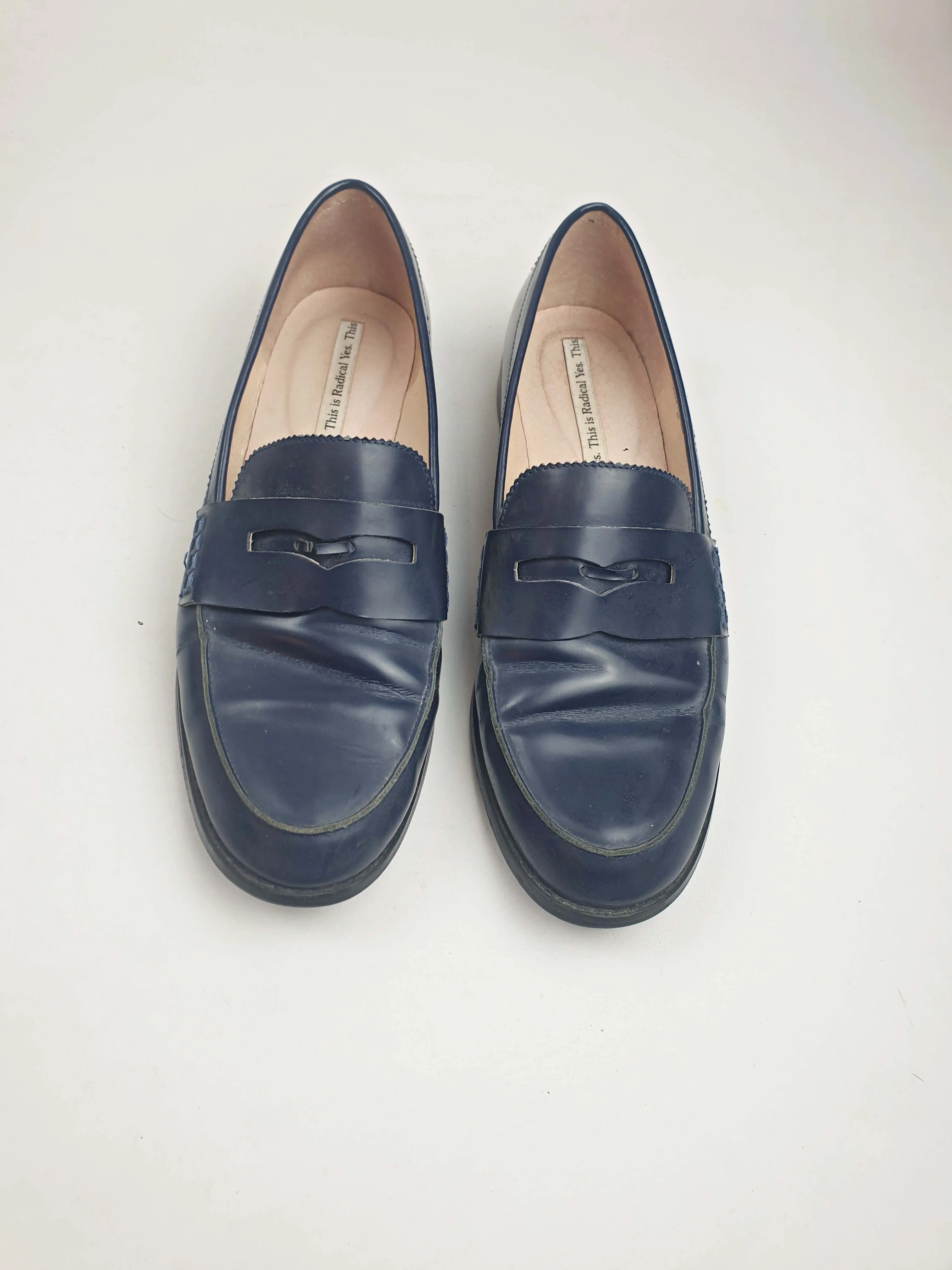 Radical Yes navy hi shine leather brogues size 40
