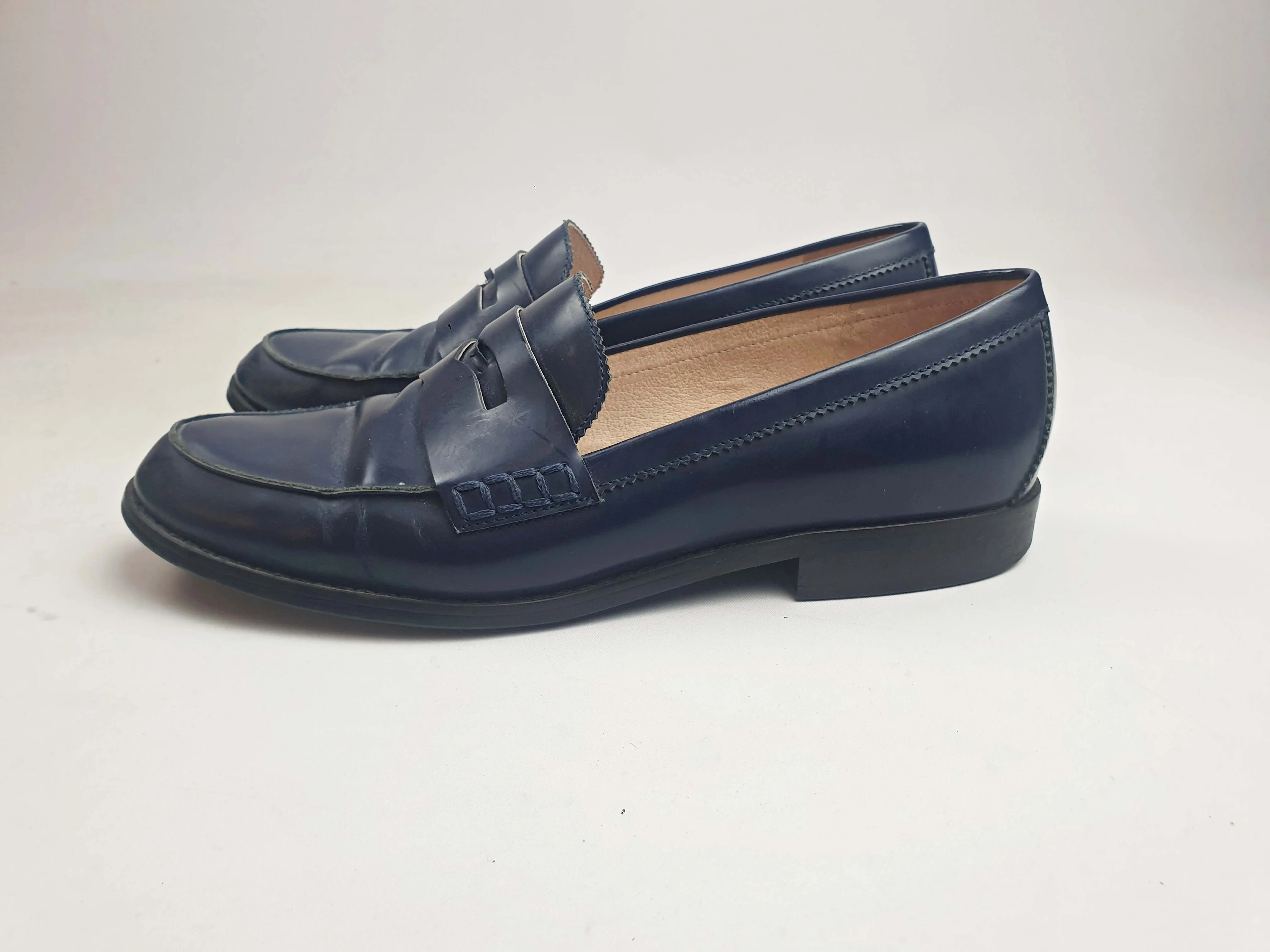 Radical Yes navy hi shine leather brogues size 40