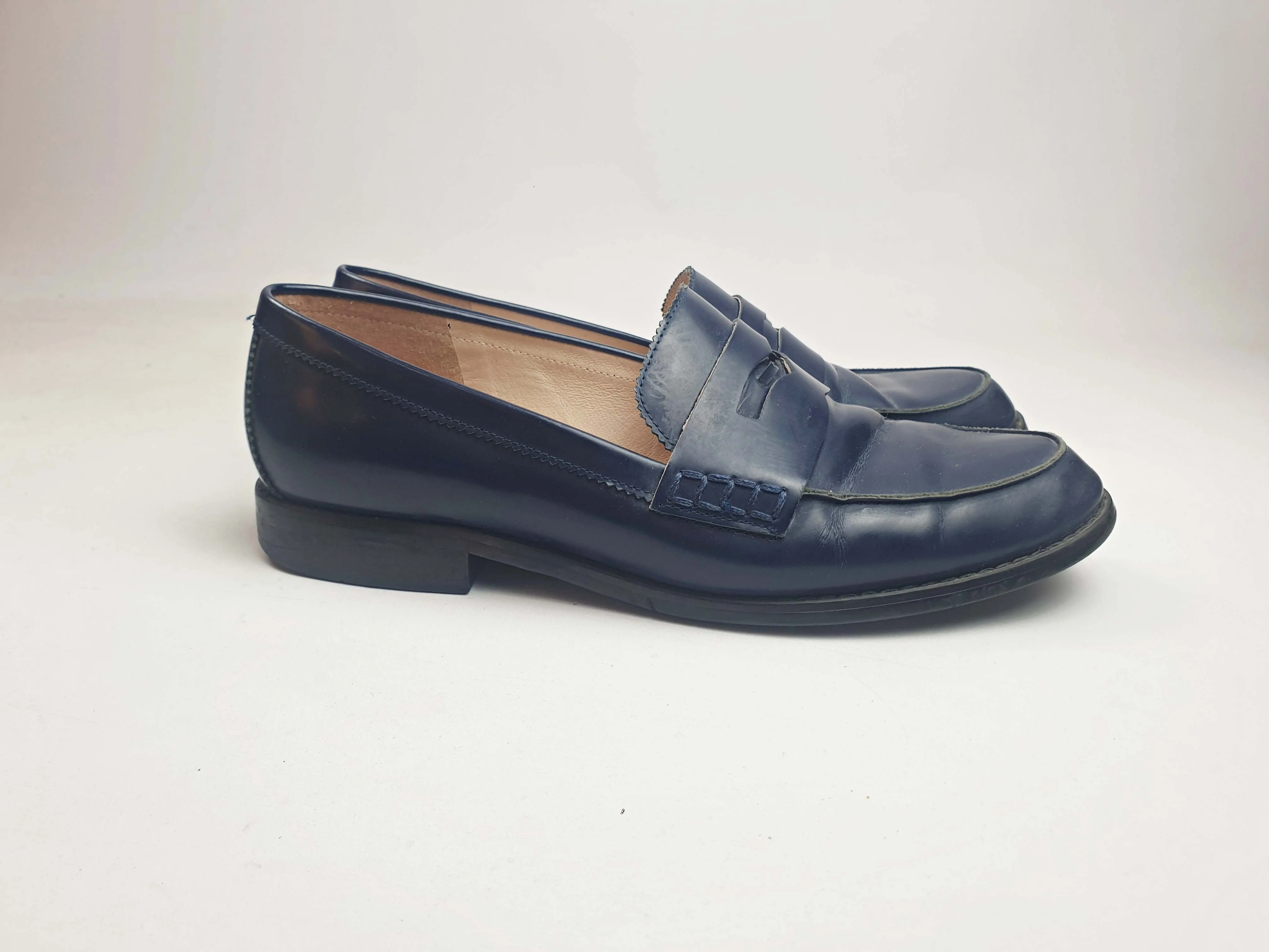 Radical Yes navy hi shine leather brogues size 40