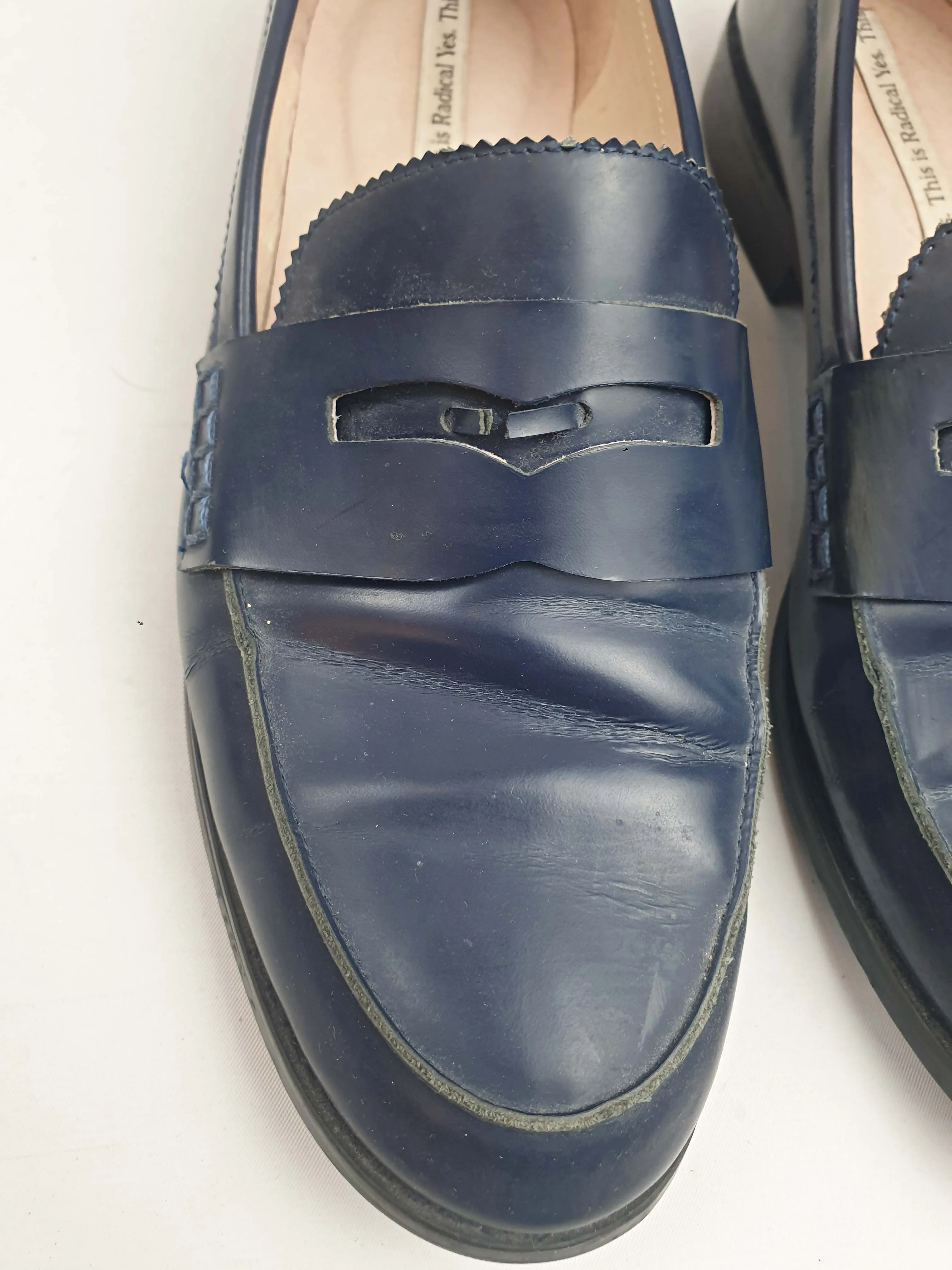 Radical Yes navy hi shine leather brogues size 40